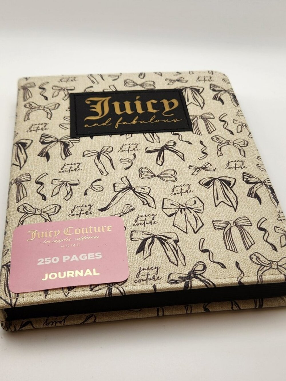 Juicy Couture Journal hard bound 250 pgs beige brown bows BRAND NEW